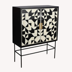 Bone Inlay Buffet Drinks Cabinet / Bar Cabinet – Abstract Tribal